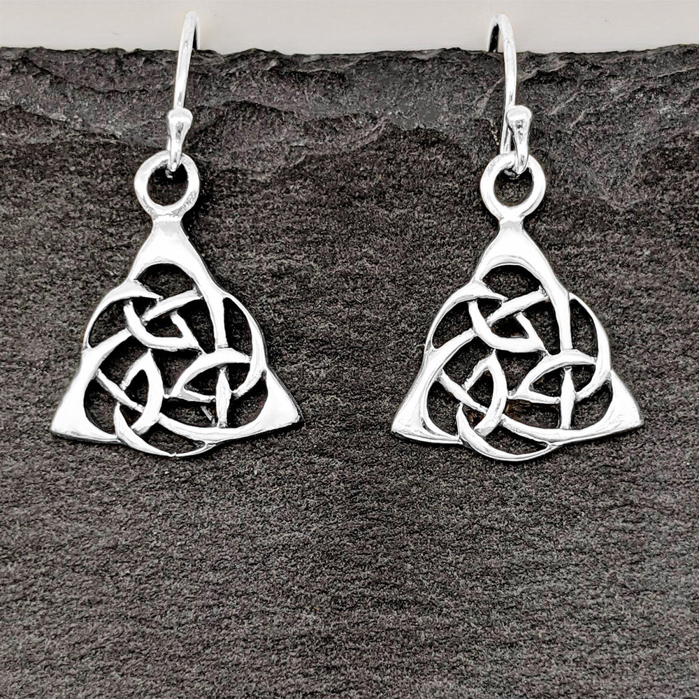 
                  
                    Sterling Silver Triangle Celtic Trinity Knot Dangle Earrings
                  
                