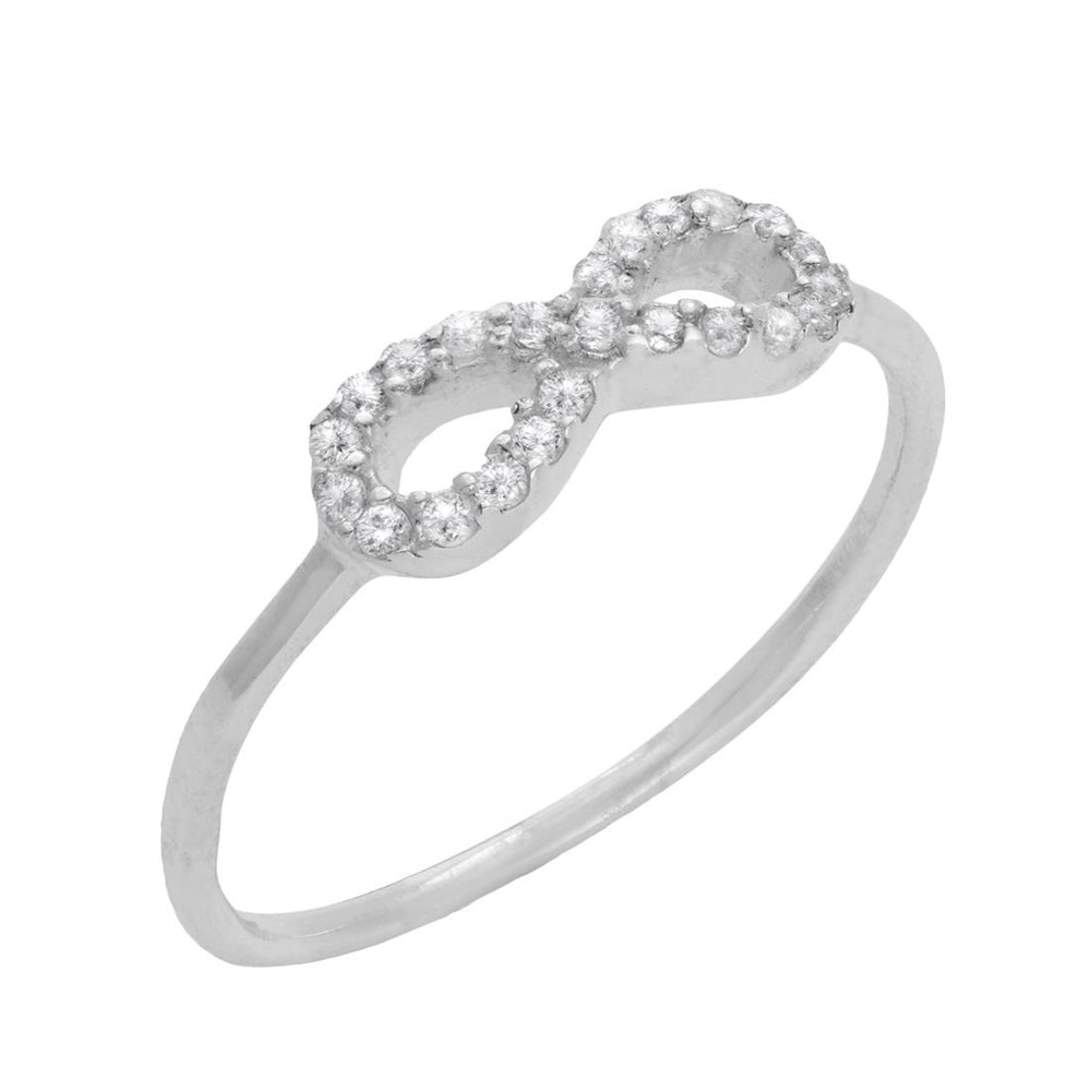Sterling Silver 22 Cubic Zirconia Infinity Symbol Ring Stackable Band