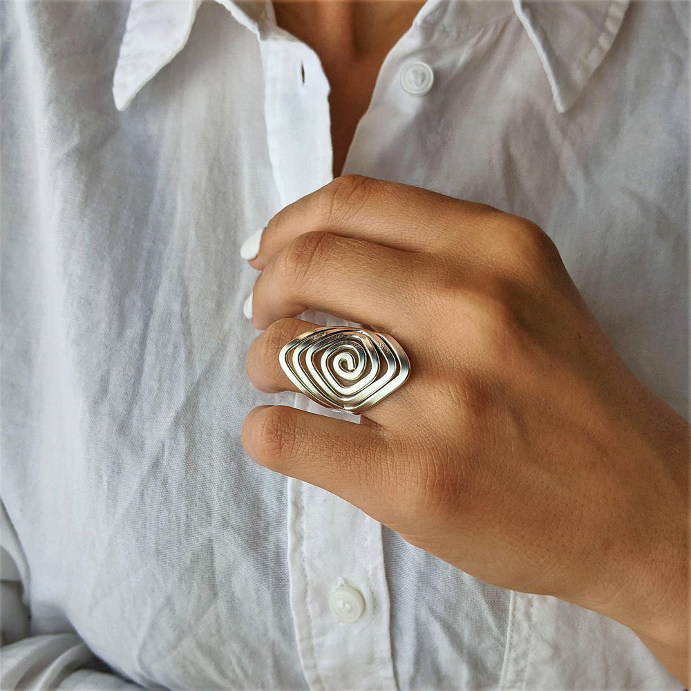 Buy Sterling Silver Spiral Ring, Abstract Sterling Silver Ring, Sterling  Silver Swirl Ring, Simple Sterling Ring, Abstract Sterling Jewelry Online  in India - Etsy
