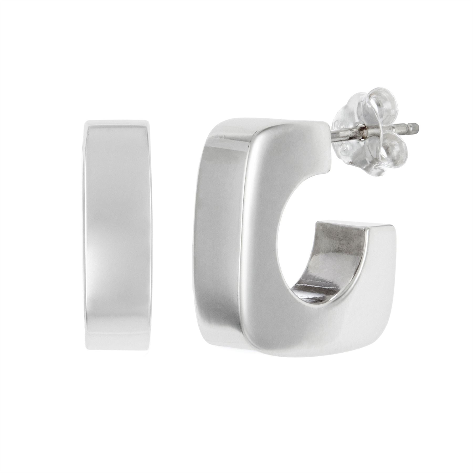 Sterling Chunky Square Hoop Earrings Minimalist Cubic Hoops