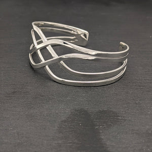 
                  
                    Sterling Silver Wide Crossover Celtic Knot Adjustable Cuff Bangle
                  
                