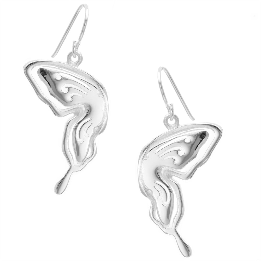 Sterling Silver Unique Butterfly Wing Dangle Earrings Y2K Design