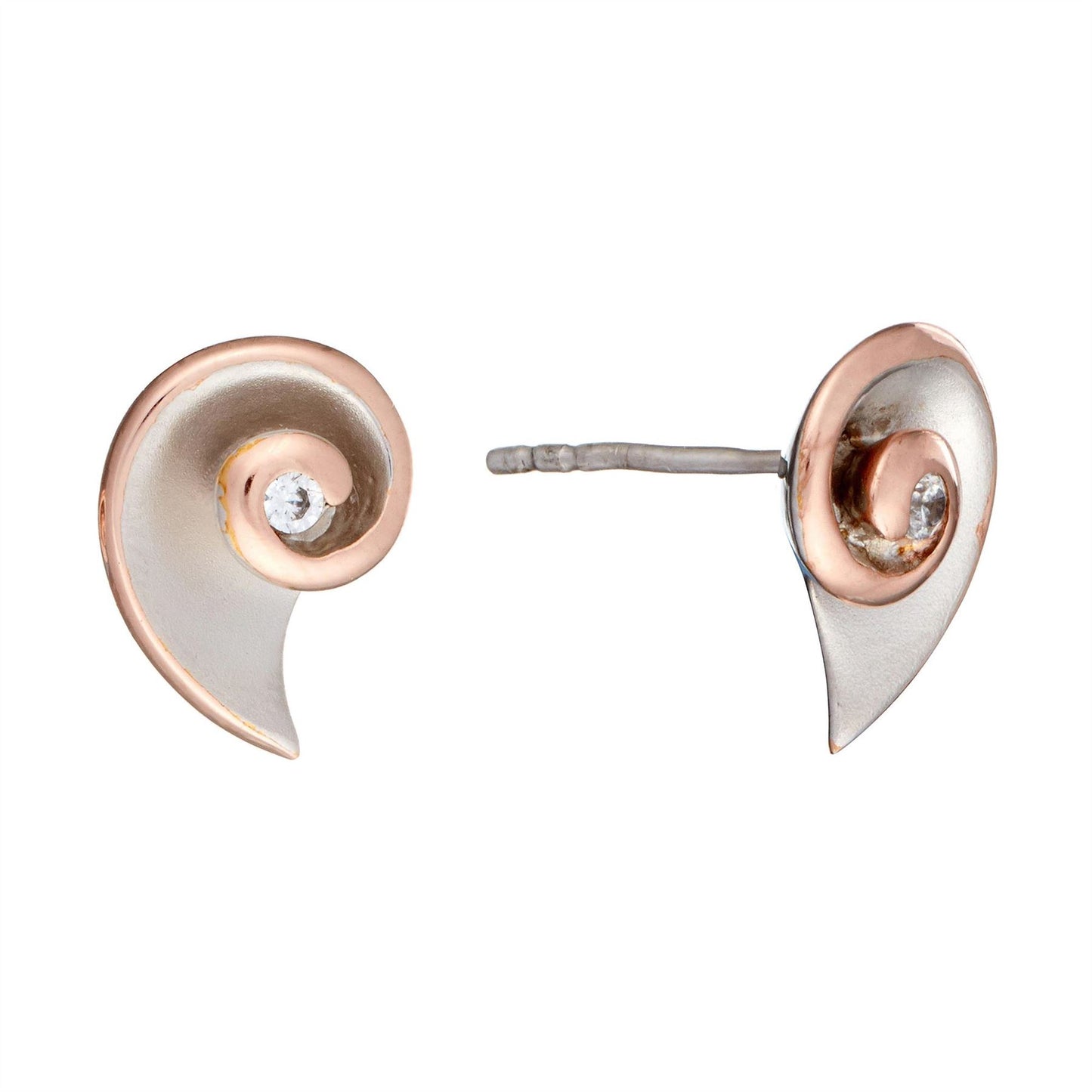 Rose Gold Plated Sterling Silver CZ Shell Coil Set - Silverly