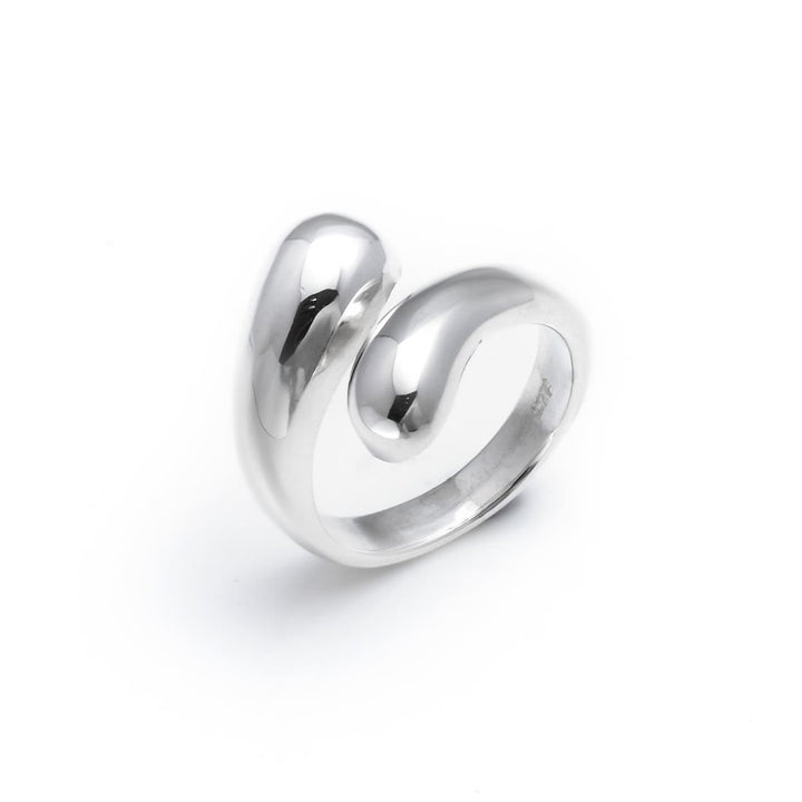 925 sterling silver puffy teardrop wrap ring.