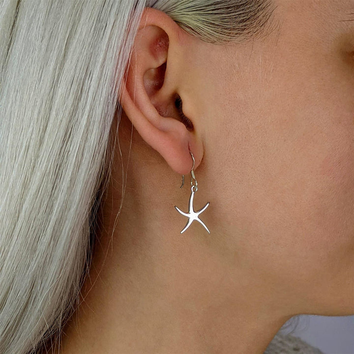 925 sterling silver starfish hook earrings