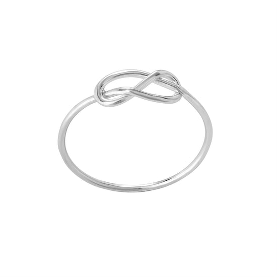 Sterling Silver Infinity Knot Ring - Thin Wire Stacking Band