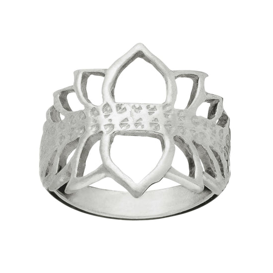 Sterling Silver Open Lotus Flower Petal Ring Yoga Spiritual Design