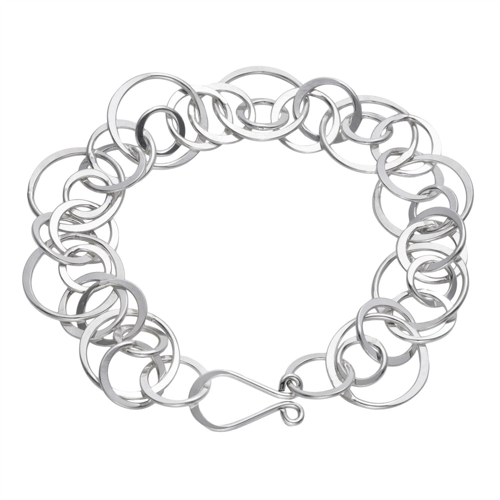 Sterling Silver Modern Interlocking Circles Loop Chain Link Bracelet