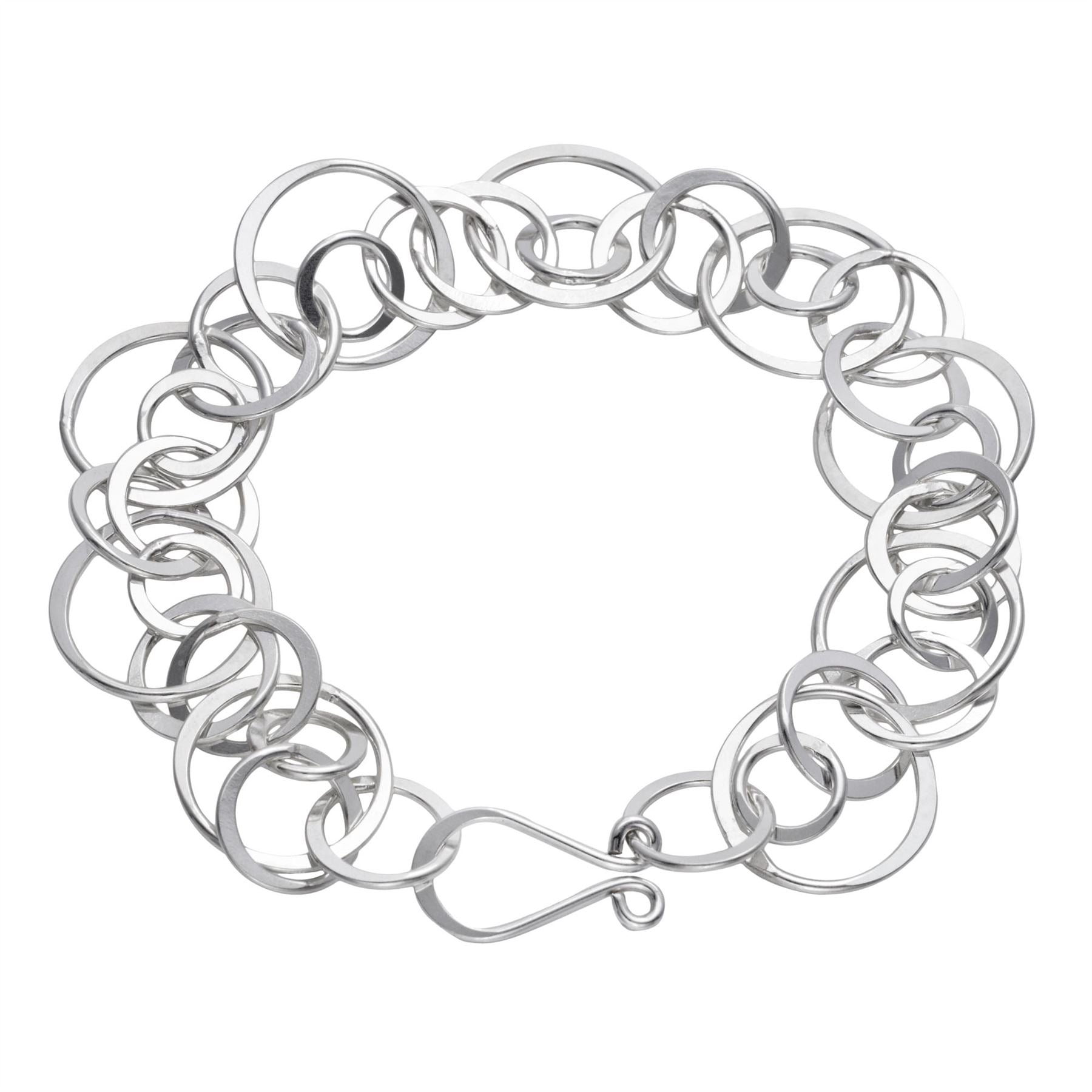 Sterling Modern Interlocking Circles Round Link Bracelet
