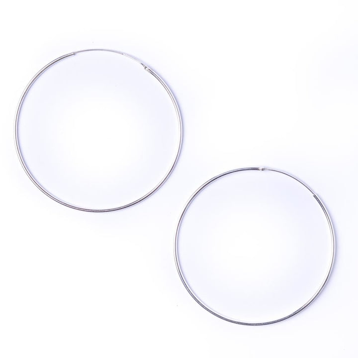 Sterling silver extra large sleeper hoop earrings — 6cm thin tube hoops