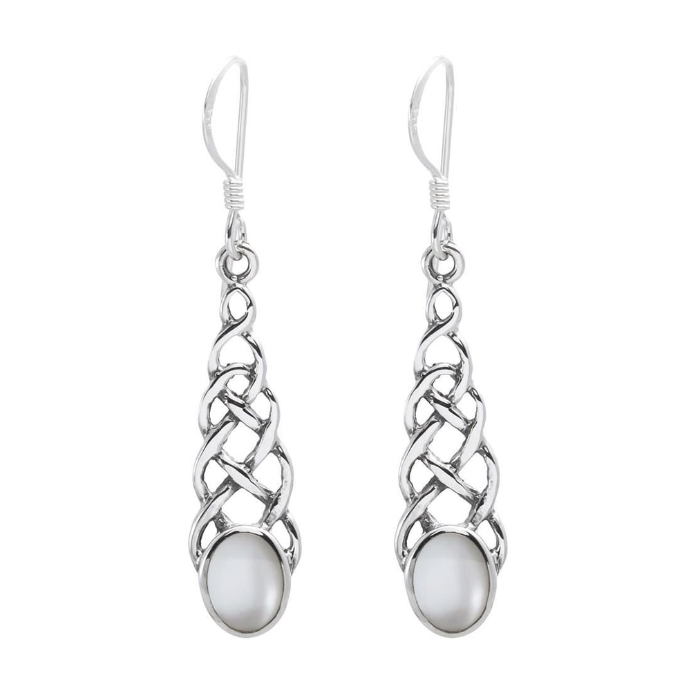 Sterling Silver Celtic Mother of Pearl Earrings - Silverly
