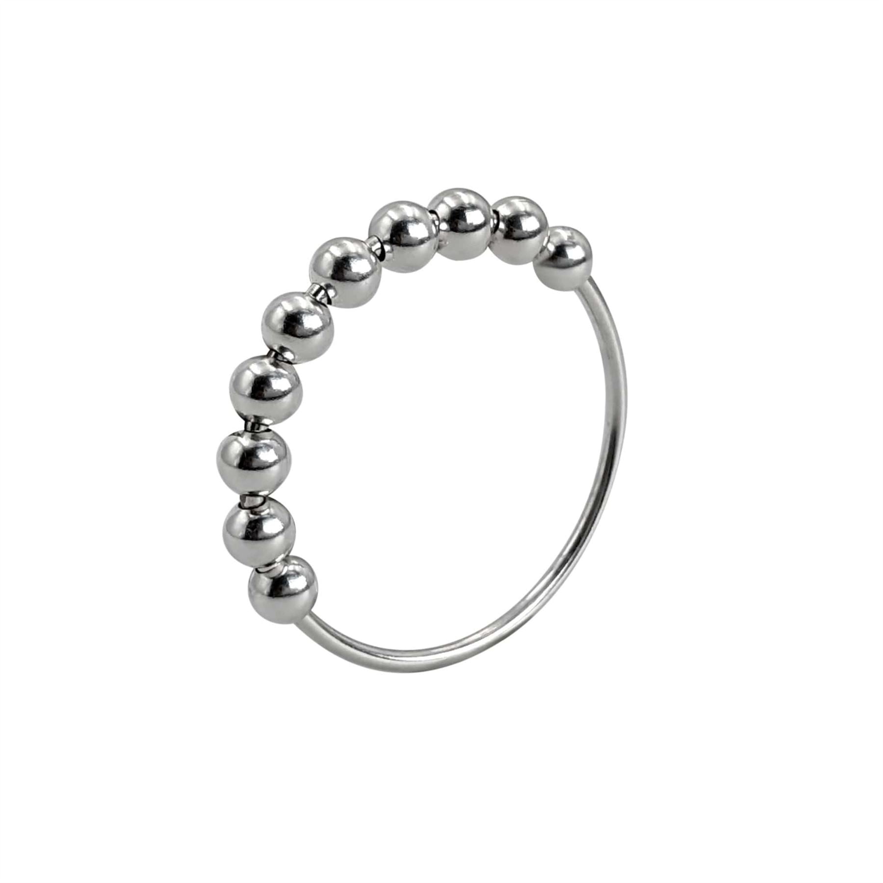 Sterling Ball Bead Spinner Ring Fidget Stacking Band