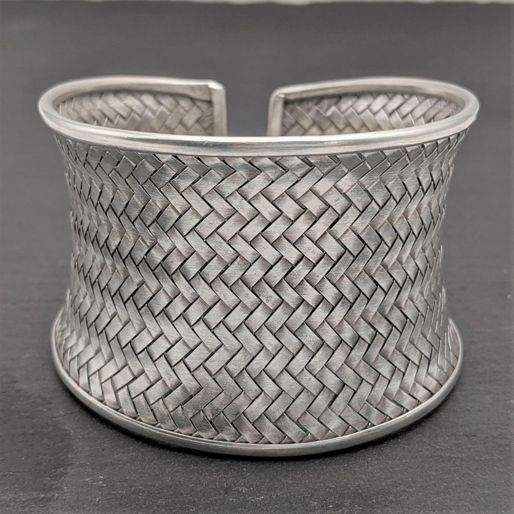 
                  
                    Karen Hill Tribe Silver Extra Wide Concave Woven Cuff Bangle
                  
                