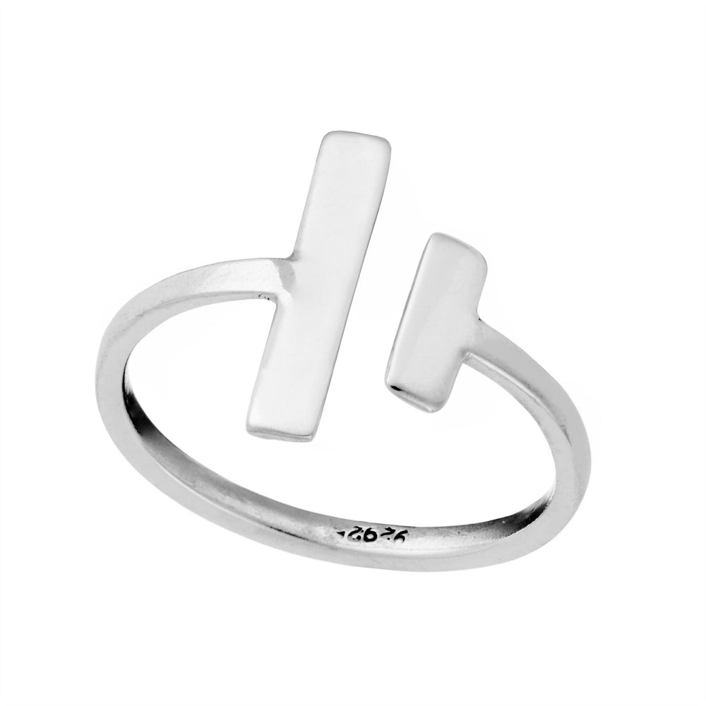 Sterling Silver Minimalist Double Bar Wrap Adjustable Ring Open Band