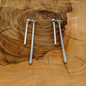 
                  
                    Sterling Silver Long Drop Double Bar Earrings Ear Jacket Design
                  
                