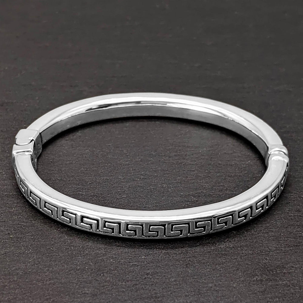 
                  
                    Sterling Silver Greek Key Hinged Cuff Bangle Grecian Style Bracelet
                  
                