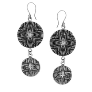 
                  
                    Karen Hill Tribe Silver Double Disc Earrings With Spiral Star Motif
                  
                