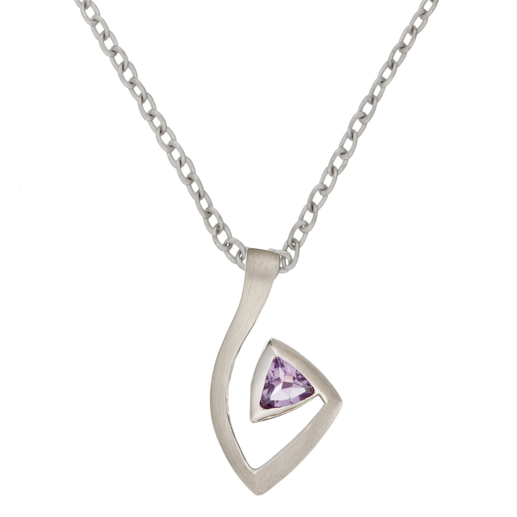 Sterling Amethyst Geometric Spiral Pendant Necklace