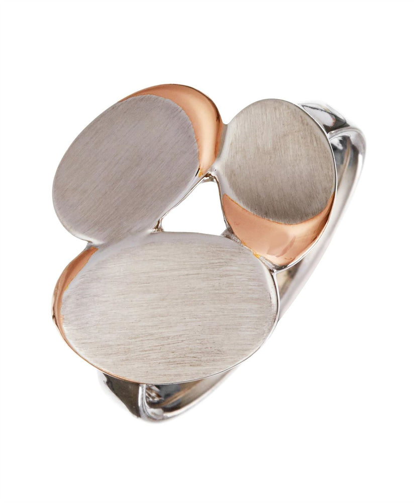 
                  
                    14K Rose Gold Plated Sterling Silver Brushed Modern Oval Pebble Ring
                  
                