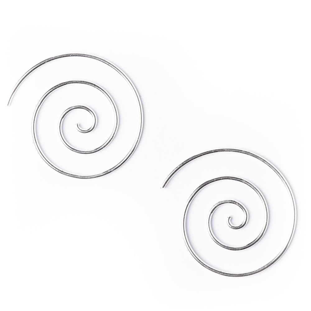 Sterling Silver Spiral Threader Earrings 25 mm 18 Gauge Boho Design
