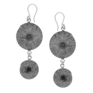 
                  
                    Karen Hill Tribe Silver Double Disc Earrings With Spiral Star Motif
                  
                