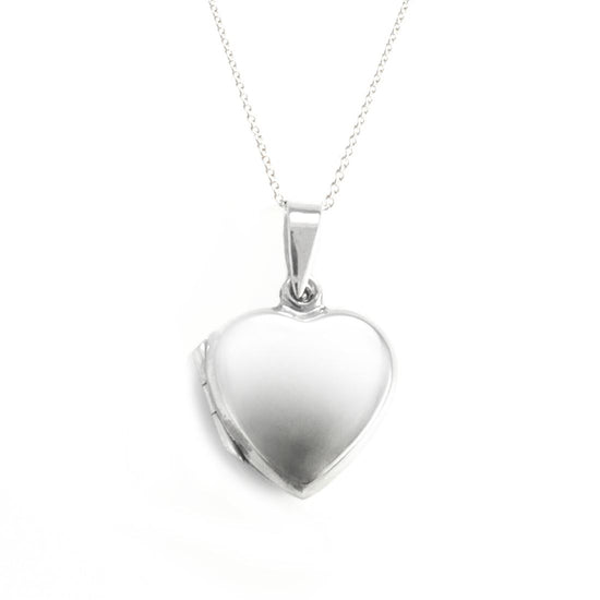 Sterling Silver Simple Classic Love Heart Locket Pendant Necklace