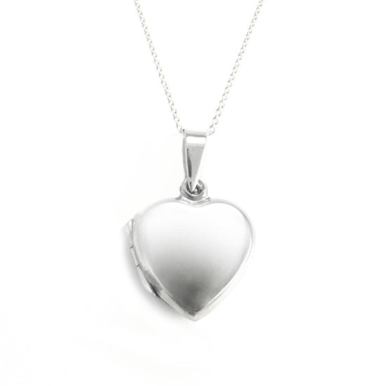 Sterling Silver Puffed Heart Locket Pendant Necklace - Simple Classic Design
