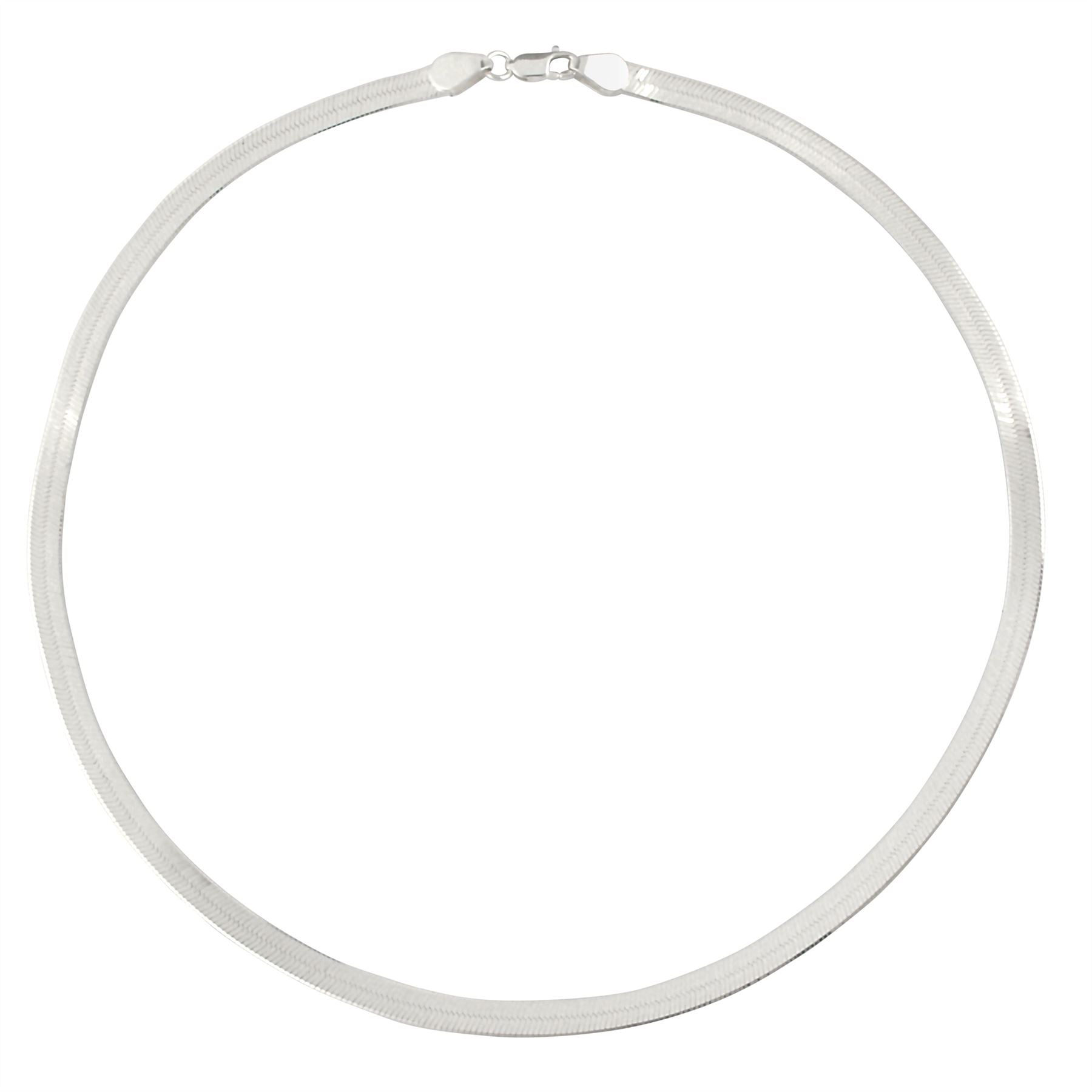 Sterling Herringbone Flat Chain Necklace 18" Wide Minimalist Chains