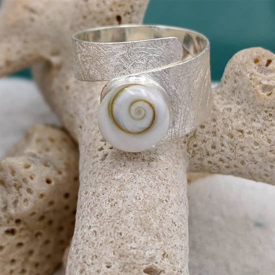 
                    
                      Sterling silver Shiva Eye shell wrap ring
                    
                  