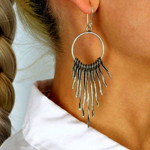 
                  
                    Hill Tribe Silver Boho Tassel Multi Strand Chandelier Earrings
                  
                