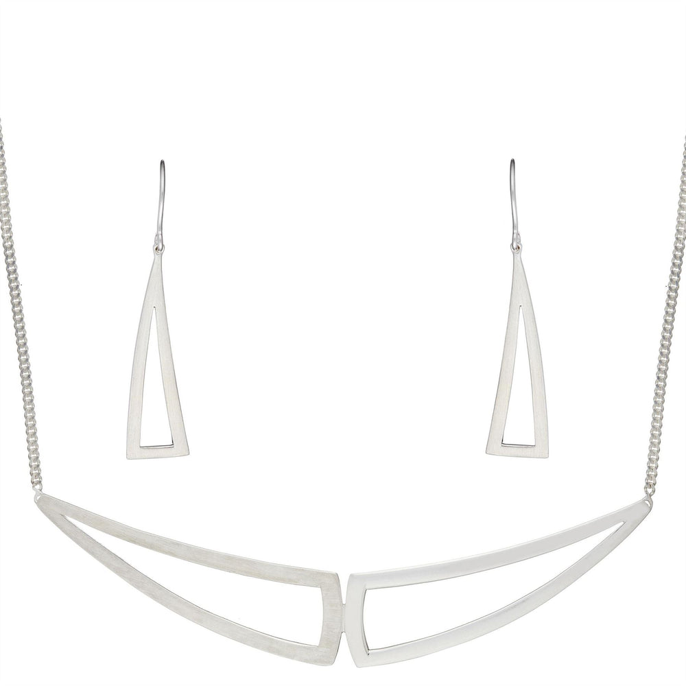 Sterling Silver Contemporary Geometric Triangle Set - Silverly