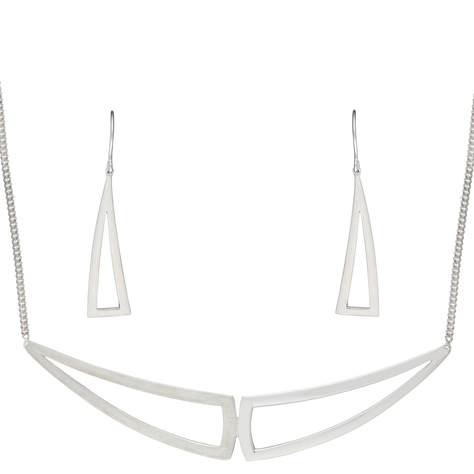 Sterling Geometric Triangle Jewellery Set Collar Necklace