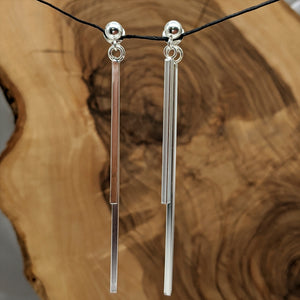 
                  
                    Sterling Silver Long Drop Double Bar Earrings Ear Jacket Design
                  
                