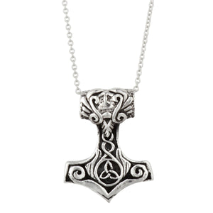 
                  
                    Sterling Silver Small Chunky Thor's Hammer Pendant Viking Necklace
                  
                