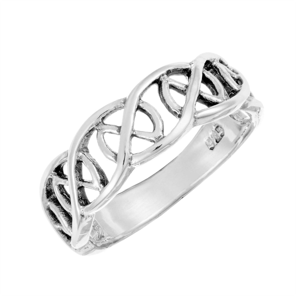 
                  
                    Sterling Silver Celtic Love Knot Braided Ring Irish Style Woven Band
                  
                