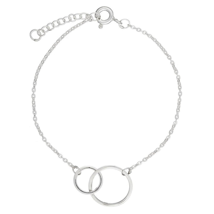 Sterling Silver Interlocking Hoops Link Chain Bracelet - Silverly