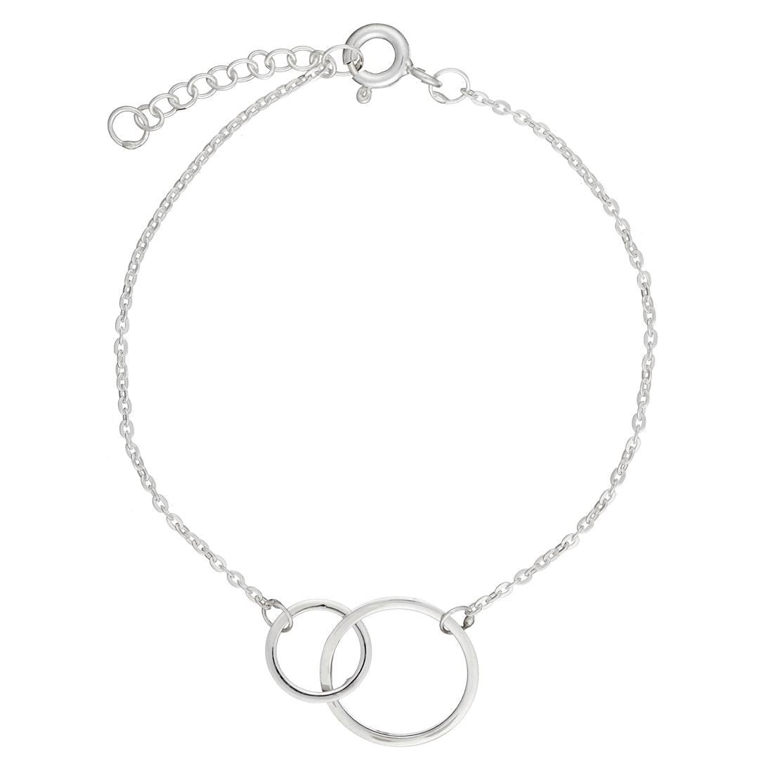 Sterling Interlocking Double Circle Thin Chain Bracelet