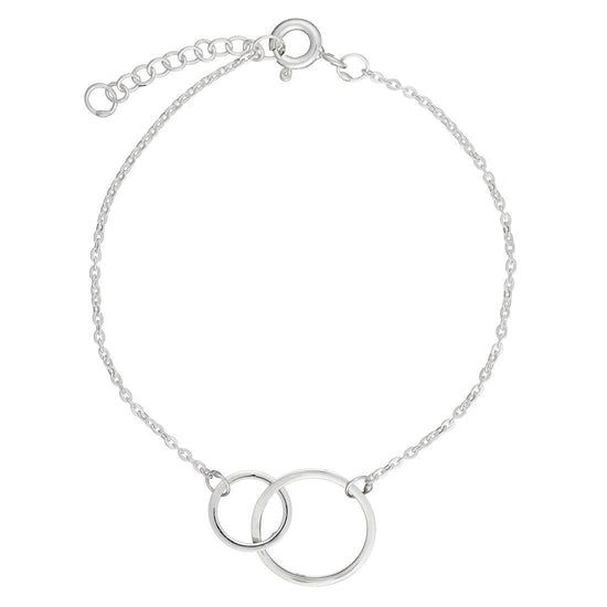 Sterling Silver Interlocking Circles Double Circle Thin Chain Bracelet