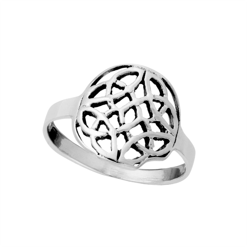Sterling Silver Cut-Out Celtic Dara Knot Ring Thin Band