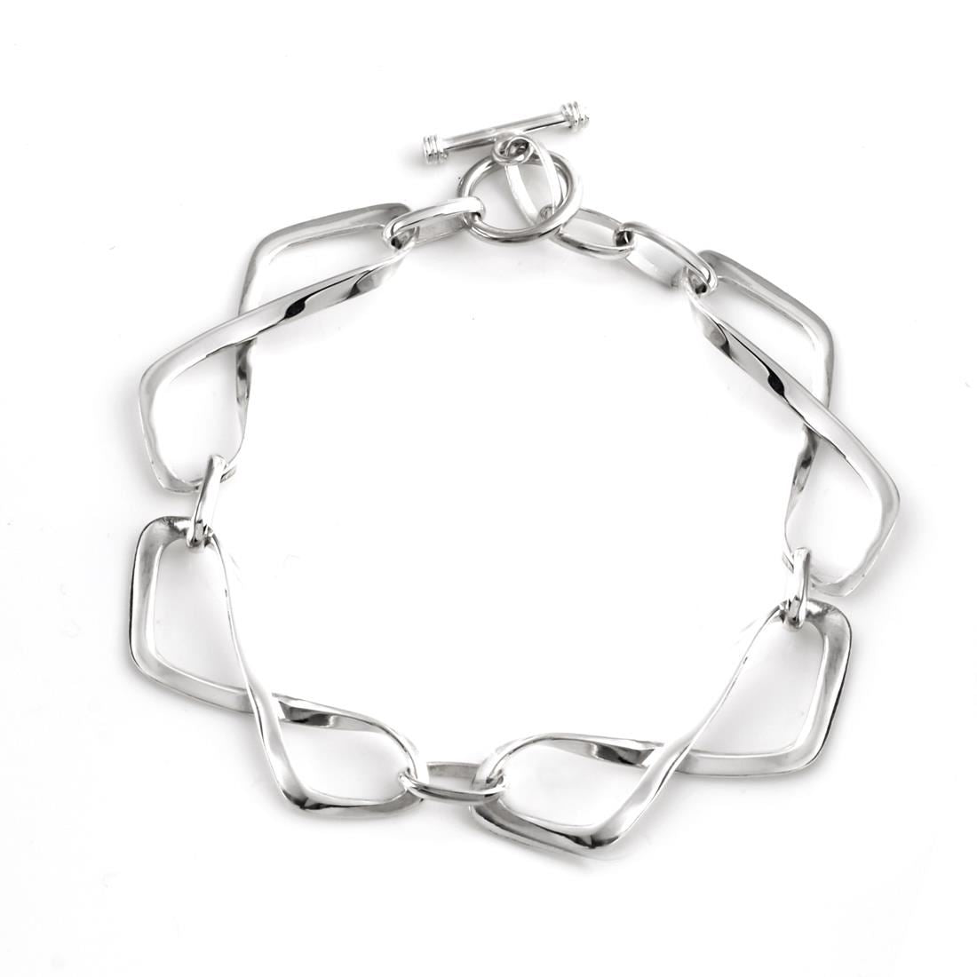 Sterling Twisted Infinity Symbol Link Chain Bracelet T Bar Clasp
