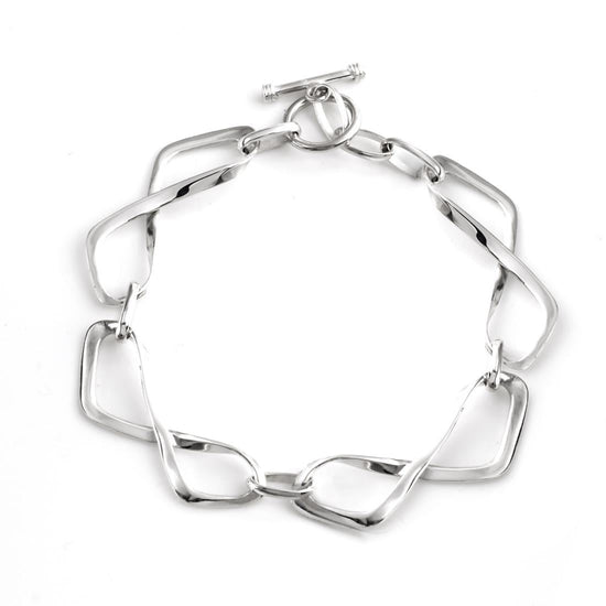 Sterling Silver Statement Twisted Infinity Symbol Chain Link Bracelet