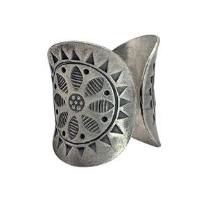 
                  
                    Hill Tribe Silver Wide Open Band Sun Flower Motif Adjustable Ring
                  
                