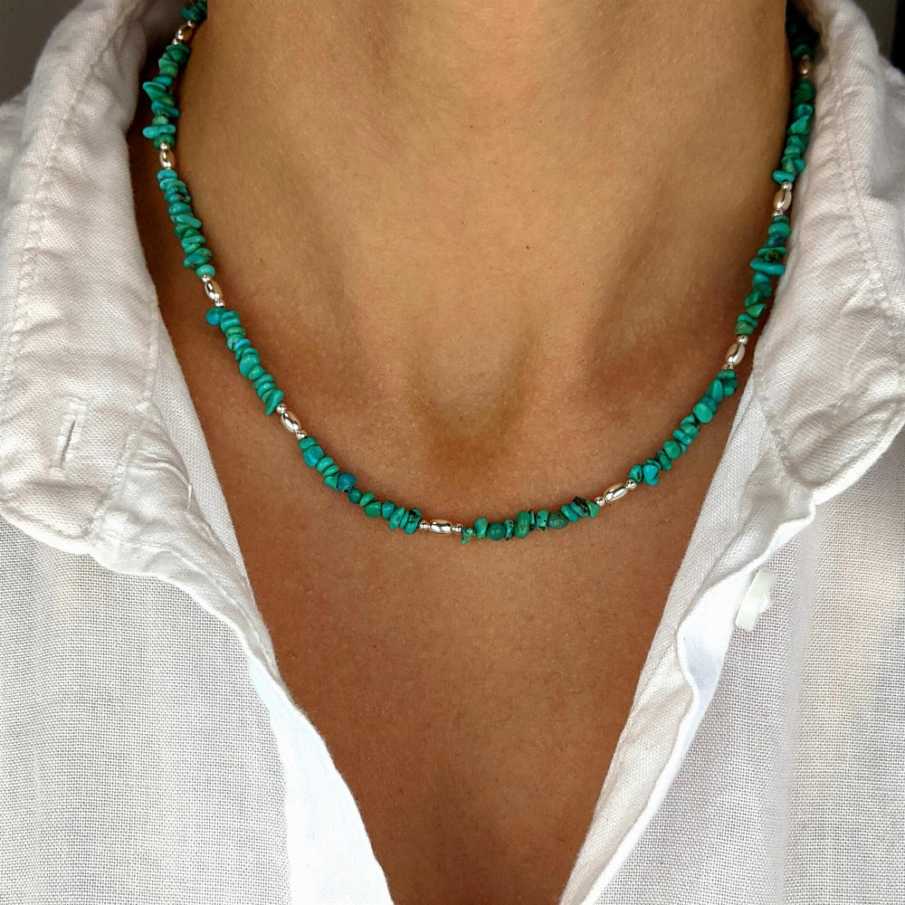 
                  
                    Sterling SIlver Turquoise Chip Bead Gemstone Strand Necklace
                  
                