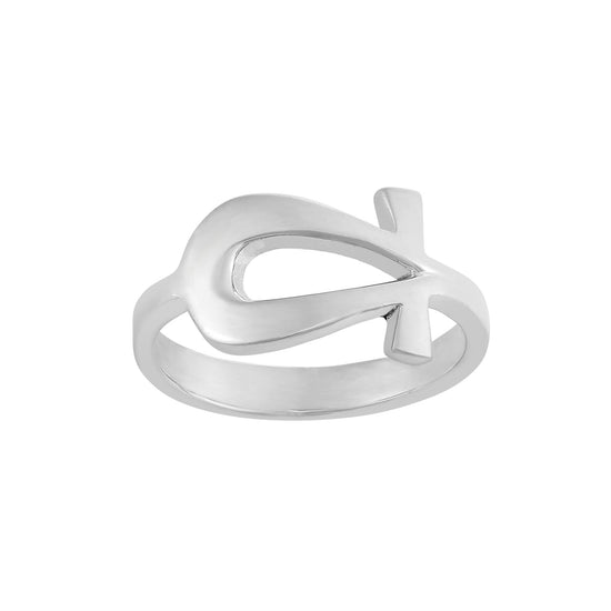 Sterling Silver Simple Cut-Out Ankh Egyptian Cross Band Ring