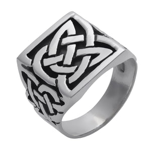
                  
                    Sterling Silver Chunky Wide Square Signet Shield Celtic Knot Ring
                  
                