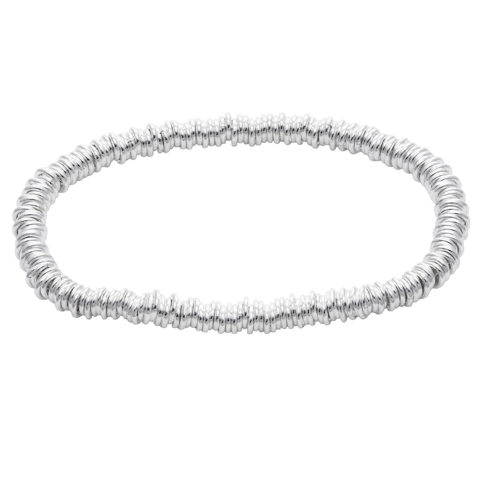 Sterling Silver Bead Multi Ring Link Stretch Bracelet Sweetie Design