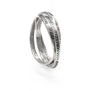 
                  
                    Sterling Silver Russian Wedding Ring 3 Intertwined Bands With Pattern
                  
                