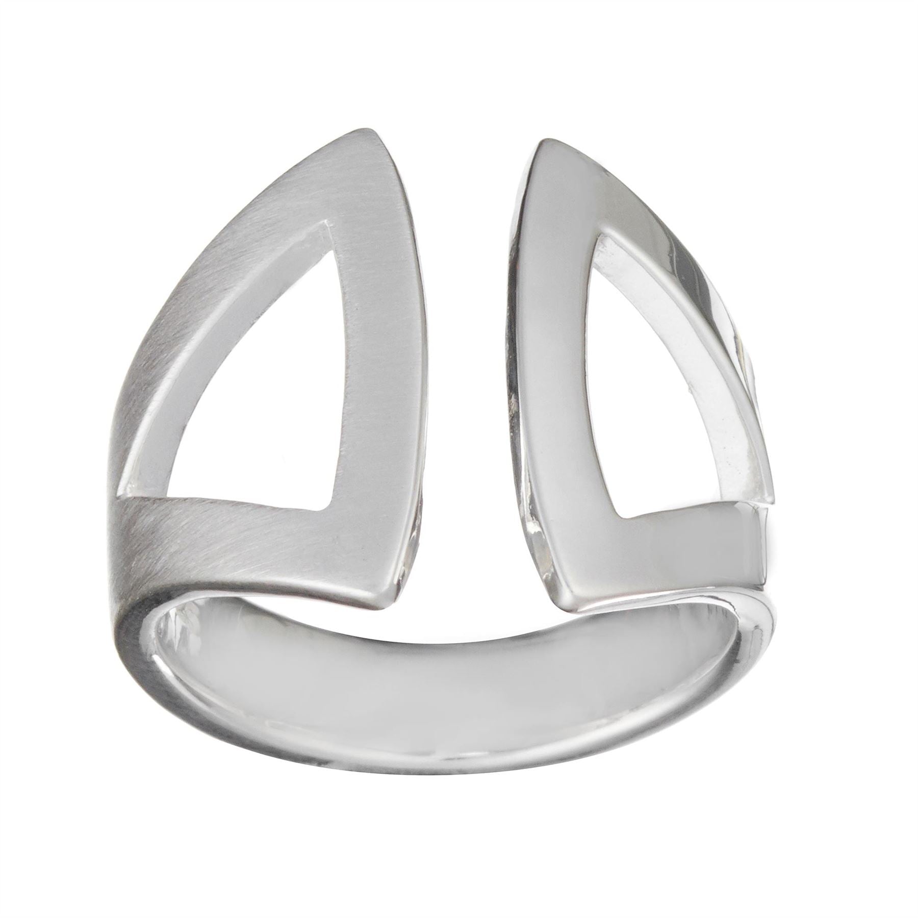Sterling Geometric Triangle Open Front Gap Ring Chunky Wide Band