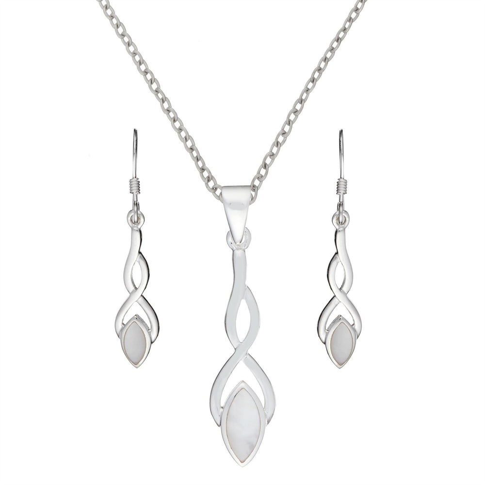 Sterling Silver Mother of Pearl Celtic Knot Drop Set - Silverly