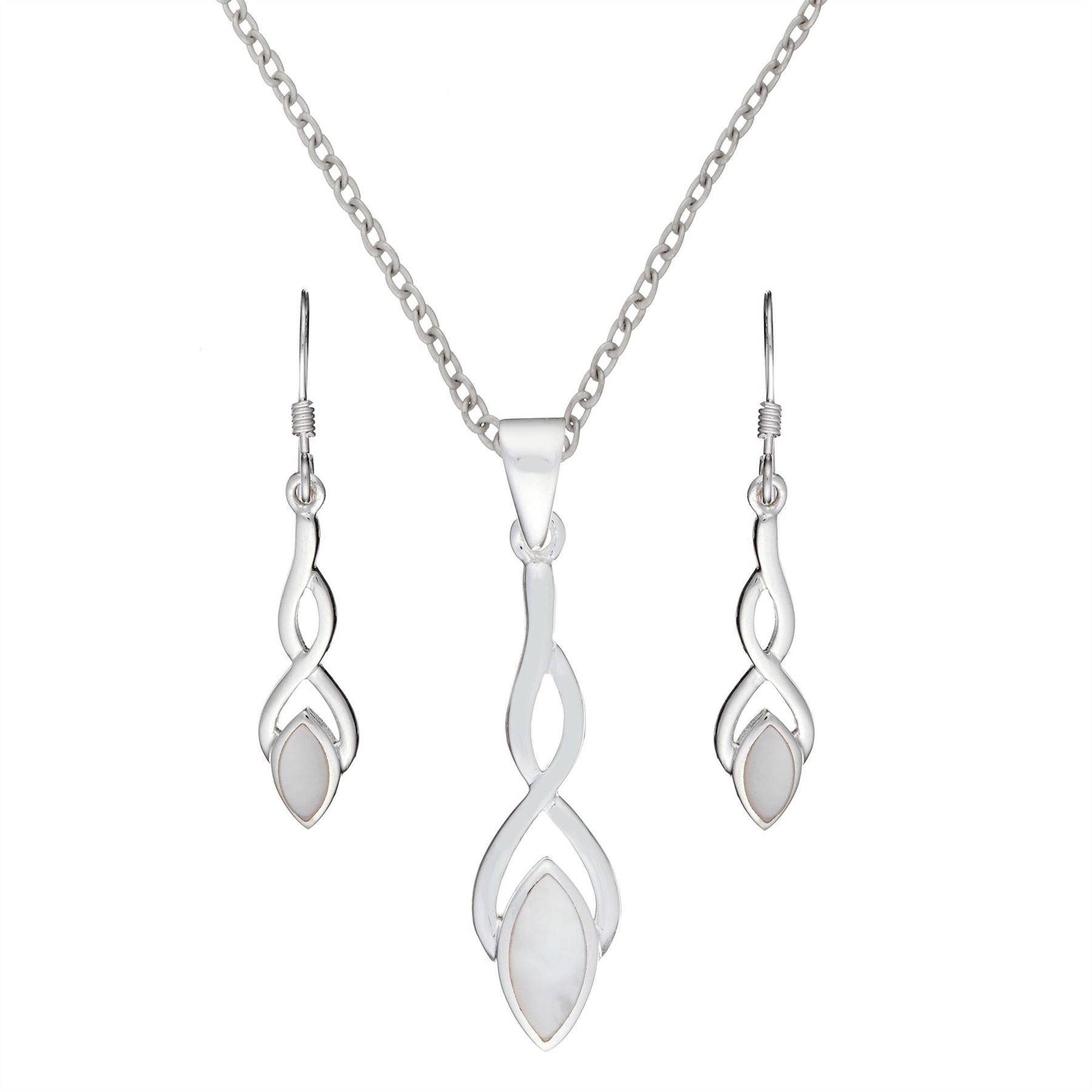 Sterling Mother Pearl Celtic Knot Teardrop Jewellery Set